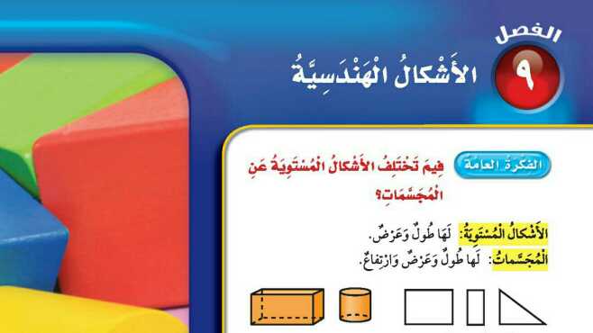حل الفصل التاسع الاشكال الهندسية رياضيات ثالث ابتدائي ف2 1447