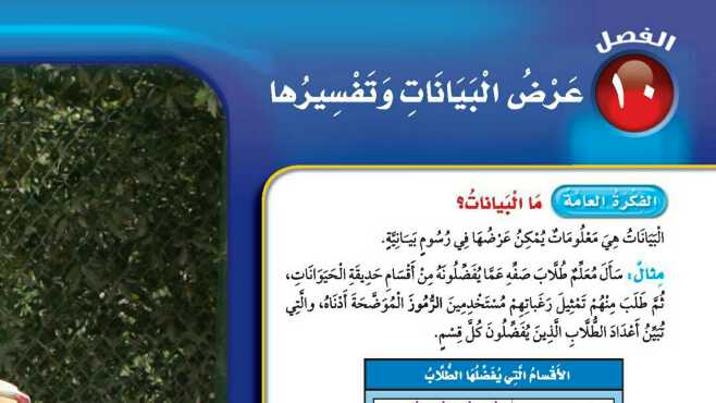 حل الفصل العاشر عرض البيانات وتفسيرها رياضيات ثالث ابتدائي ف2 1447
