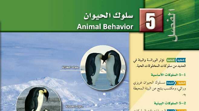 حل الفصل الخامس سلوك الحيوان علم البيئة اول ثانوي ف2 1446