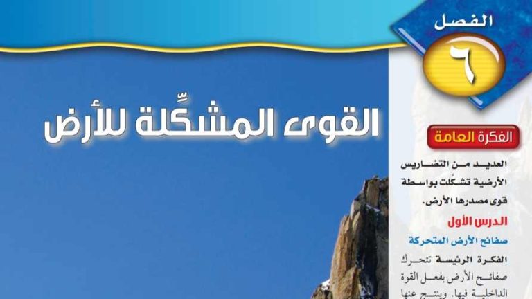 حل الفصل السادس القوى المشكلة للأرض علوم اول متوسط ف1 1445