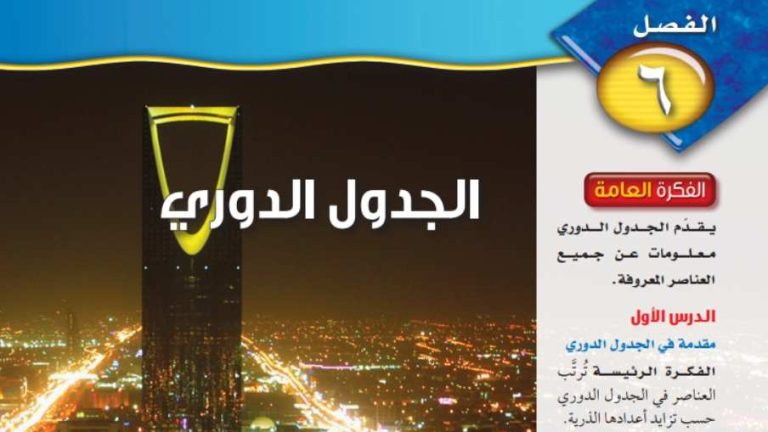 حل علوم الفصل السادس الجدول الدوري ثالث متوسط ف1 1445
