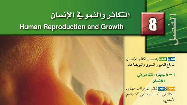 حل الفصل الثامن التكاثر والنمو في الانسان احياء 2 مقررات 1442