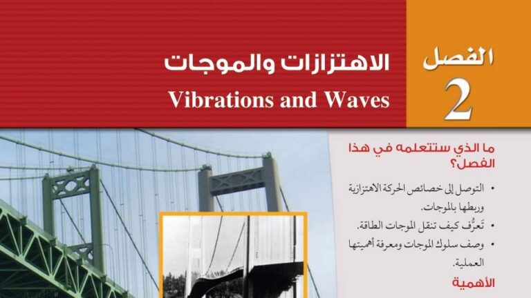 حل الفصل الثاني الاهتزازات والموجات فيزياء 3 ثالث ثانوي مسارات ف1 1447