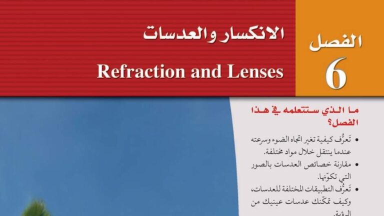 حل الفيزياء 3 مسارات الفصل السادس الانكسار والعدسات ثالث ثانوي مسارات ف1 1445