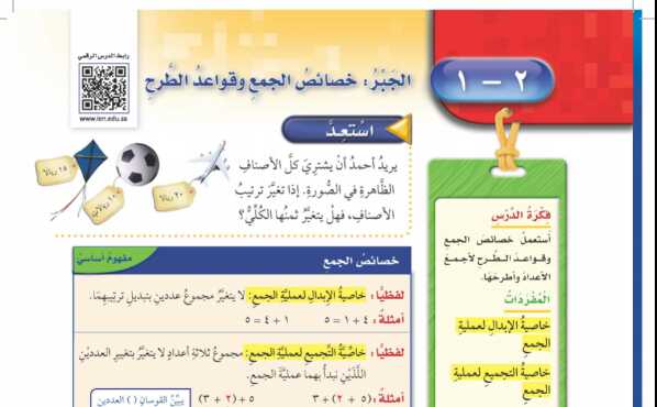 شرح درس الجبر خصائص الجمع وقواعد الطرح للصف الرابع الابتدائي ف1
