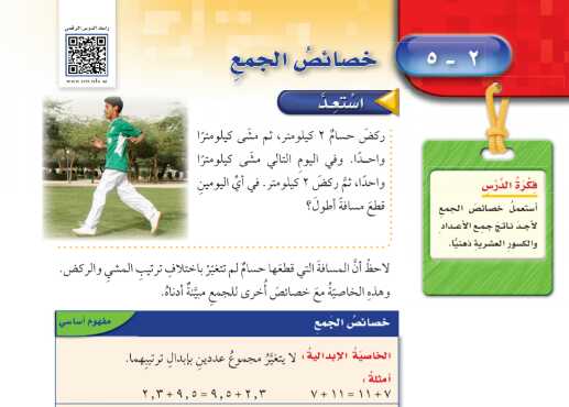 شرح درس خصائص الجمع للصف الخامس الابتدائي ف1