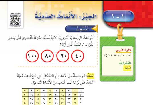 شرح درس الجبر الانماط العددية للصف الثالث الابتدائي ف1