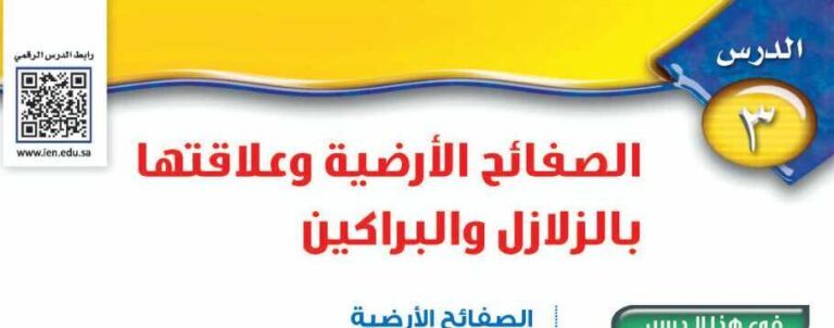 درس الصفائح الارضية وعلاقتها بالزلازل والبراكين ثالث متوسط ف1