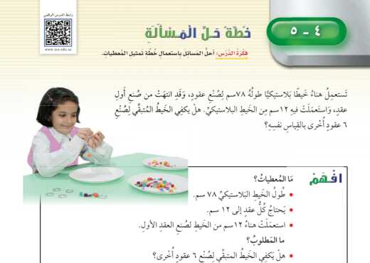 شرح درس خطة حل المسألة للصف الخامس الابتدائي ف1