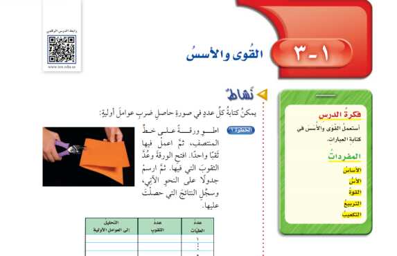 شرح درس القوى والاسس رياضيات سادس ابتدائي ف1