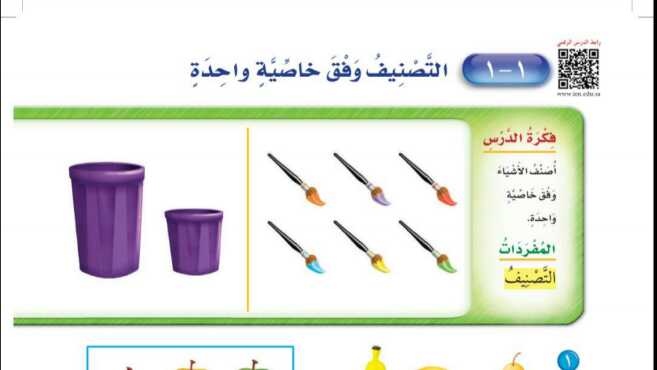 شرح درس التصنيف وفق خاصية واحدة اول ابتدائي ف1