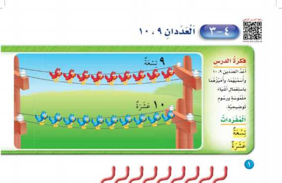 شرح درس العددان ٩ – ١٠ اول ابتدائي ف1
