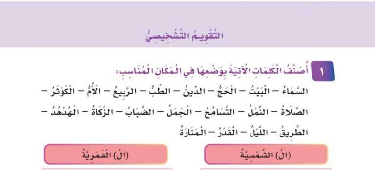 مراجعة المكتسبات السابقة لغتي ثالث ابتدائي ف1