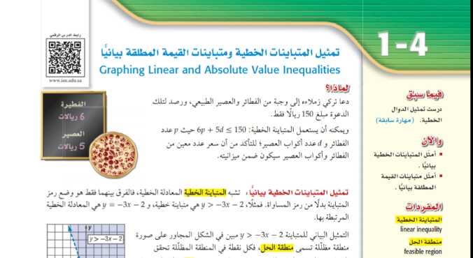 درس تمثيل المتباينات الخطية ومتباينات القيمة المطلقة بيانيا ثاني ثانوي مسارات ف1