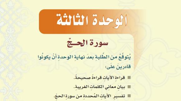 حل تفسير الوحدة الثالثة ثاني متوسط ف1 1448