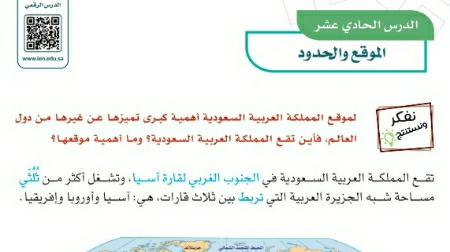 شرح درس الموقع والحدود للصف الخامس الابتدائي ف1