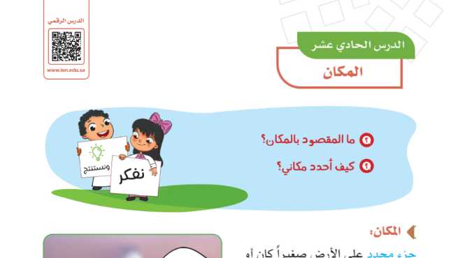 شرح درس المكان للصف الرابع الابتدائي ف1