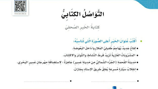 شرح درس التواصل الكتابي كتابة الخبر الصحفي سادس ابتدائي ف2