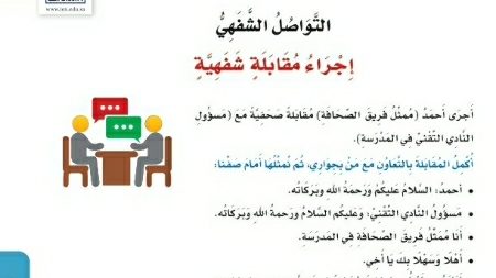 شرح درس التواصل الشفهي اجراء مقابلة شفهية لغتي للصف سادس ابتدائي ف1
