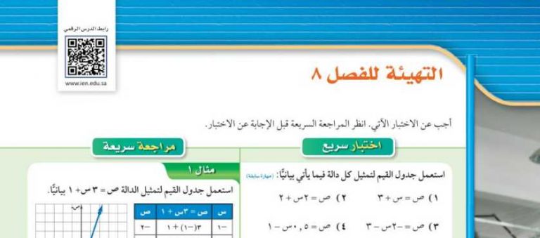 التهيئة الفصل الثامن الدوال التربيعية ثالث متوسط ف2