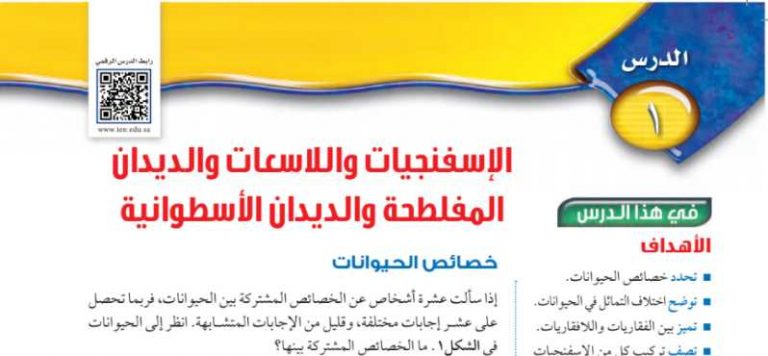شرح درس الإسفنجيات واللاسعات والديدان المفلطحة والديدان الأسطوانية اول متوسط ف2