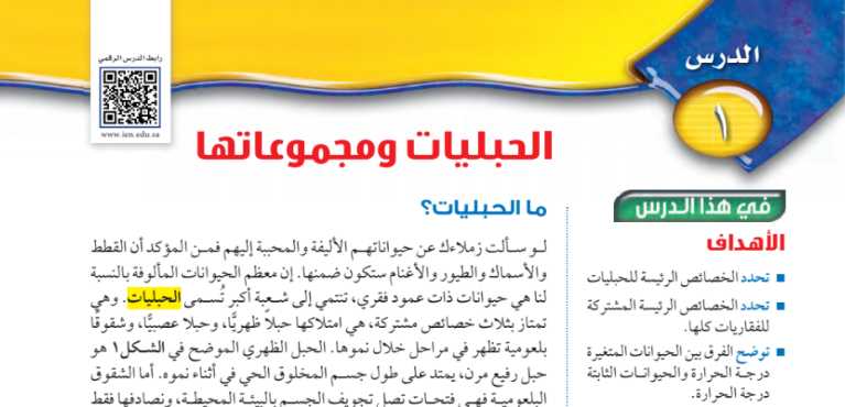 شرح درس الحبليات ومجموعاتها اول متوسط ف2