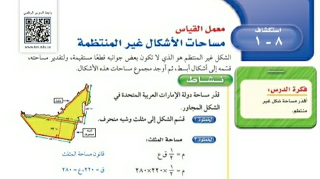شرح درس استكشاف مساحات الأشكال الغير منتظمة ثاني متوسط ف2