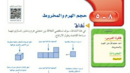 شرح درس حجم الهرم والمخروط ثاني متوسط ف2