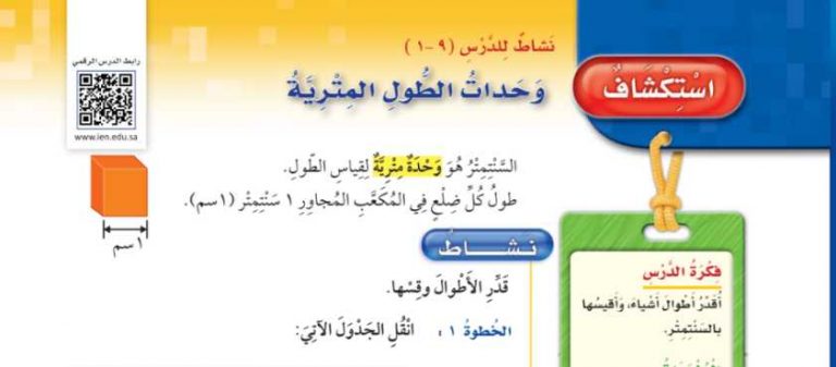شرح درس استكشاف وحدات الطول المترية رابع ابتدائي ف2
