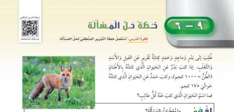 شرح درس خطة حل المسألة خطة التبرير المنطقي رابع ابتدائي ف2