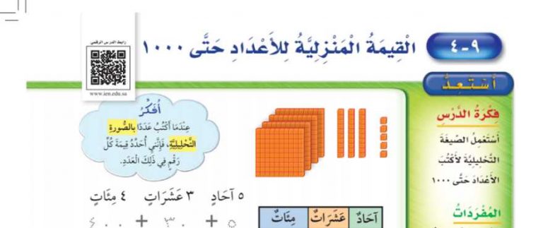 شرح درس القيمة المنزلية للأعداد حتى ١٠٠٠ ثاني ابتدائي ف2