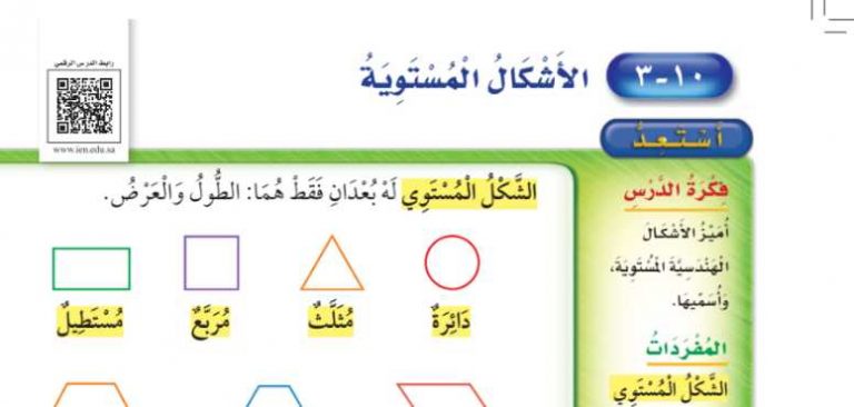 شرح درس الأشكال المستوية ثاني ابتدائي ف2
