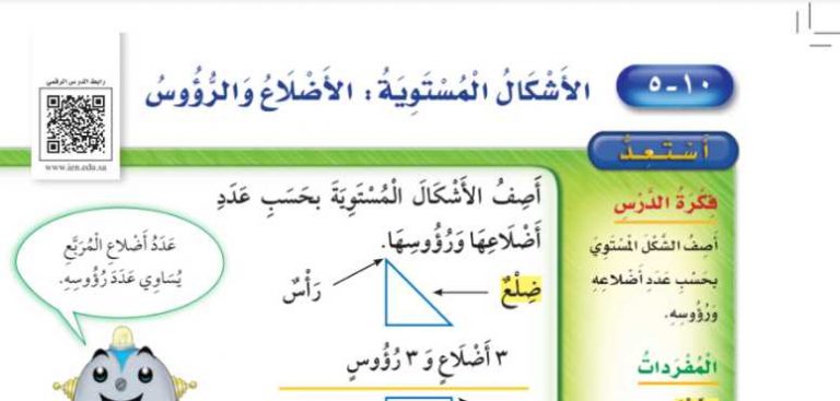 شرح درس الأشكال المستوية الأضلاع والرؤوس ثاني ابتدائي ف2