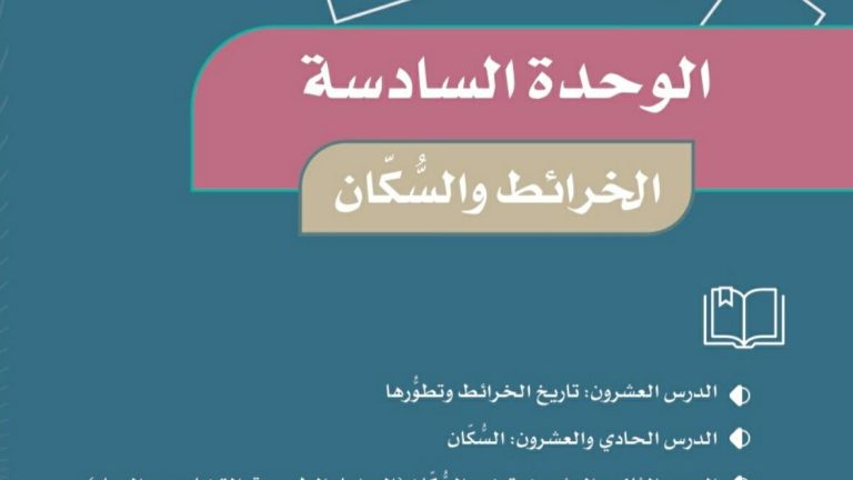 حل اجتماعيات الوحدة السادسة الخرائط والسكان خامس ابتدائي ف2 1447