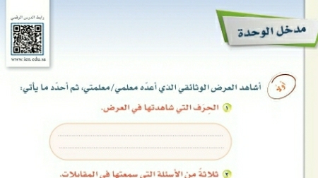 مدخل الوحدة السادسة حرف وهوايات اول متوسط ف2