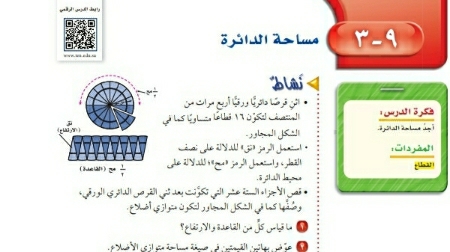 شرح درس مساحة الدائرة اول متوسط ف2