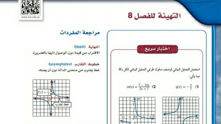 التهيئة الفصل 8 النهايات والاشتقاق ثالث ثانوي مسارات ف2