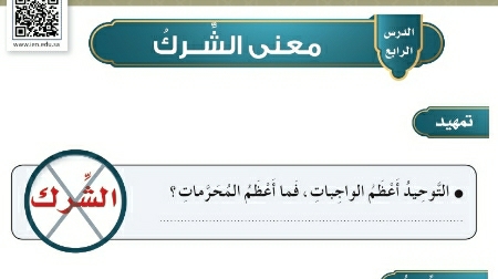 شرح درس معنى الشرك توحيد للصف سادس ابتدائي ف1