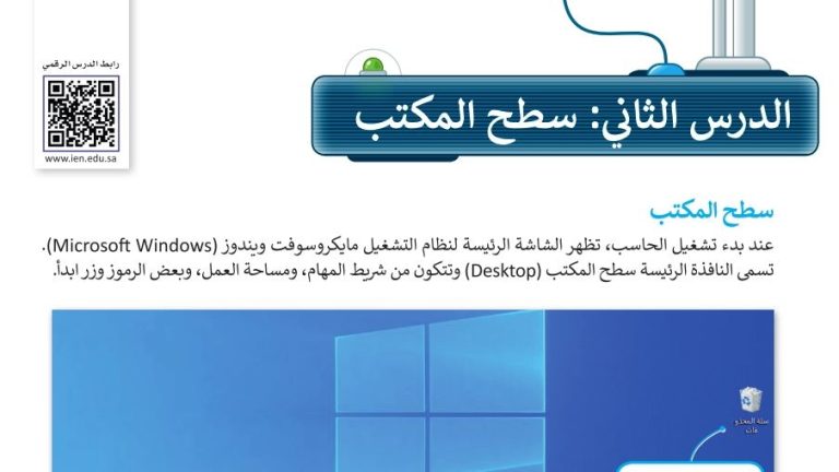 شرح درس السطح المكتب للصف الرابع الابتدائي ف1