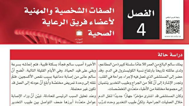 حل الفصل الرابع الصفات الشخصية والمهنية لأعضاء فريق الرعاية الصحية