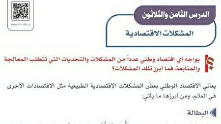 شرح درس المشكلات الاقتصادية اجتماعيات ثالث متوسط ف2