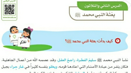 شرح درس بعثة النبي محمد صلى الله عليه وسلم رابع ابتدائي ف2