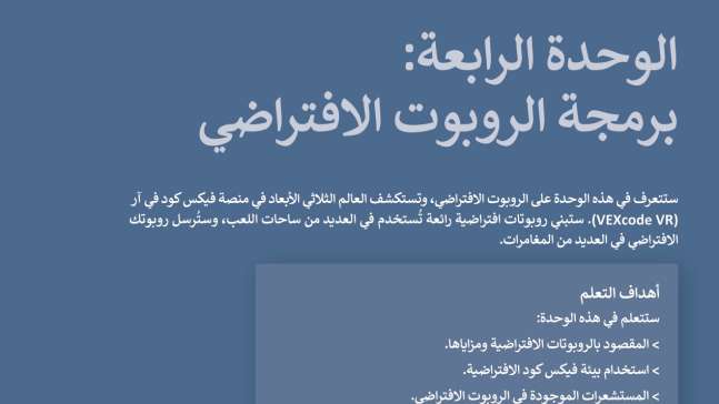 حل الوحدة الرابعة برمجة الروبوت الافتراضي مهارات رقمية اول متوسط ف2 1447
