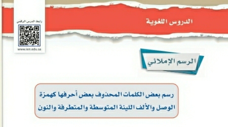 شرح درس الرسم الإملائي رسم بعض الكلمات المحذوف بعض أحرفها كهمزة الوصل والألف اللينة المتوسطة والمتطرفة والنون