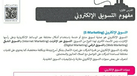 شرح درس مفهوم التسويق الإلكتروني تقنية رقمية ثاني ثانوي ف2