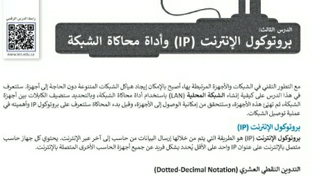 شرح درس بروتوكول الإنترنت(IP) وأداة محاكاة الشبكة اول ثانوي مسارات ف2
