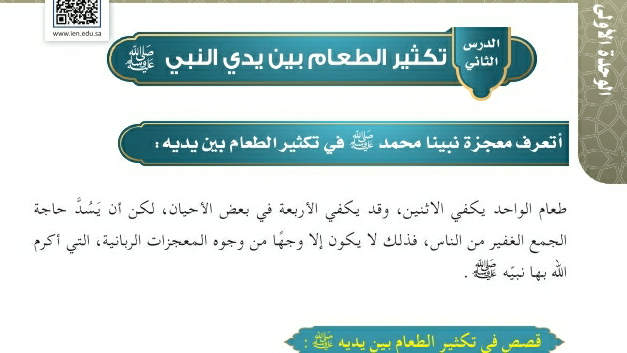 شرح درس تكثير الطعام بين يدي النبي صلى الله عليه وسلم  سادس ابتدائي ف2