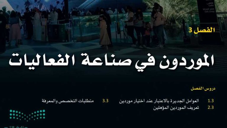 حل الفصل 3 الموردون في صناعة الفعاليات