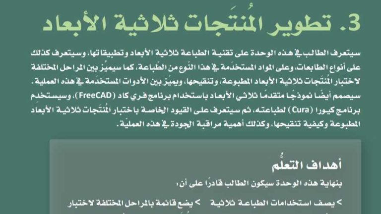 حل الفصل 3 تطوير المنتجات ثلاثية الأبعاد