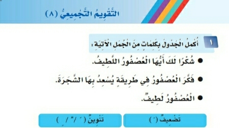 التقويم التجميعي ٨ لغتي اول ابتدائي ف2